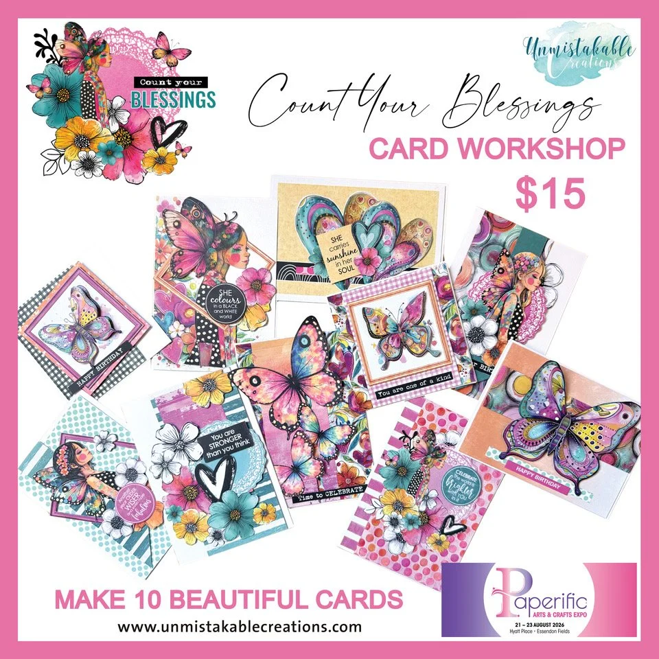 Of course, Melissa from Unmistakable Creations is coming to Paperific Arts and Crafts Expo on August 21-23rd at Hyatt Place Essendon Fields. It's the only time of the year we see Melissa land locked and not travelling on the high seas on her highly s