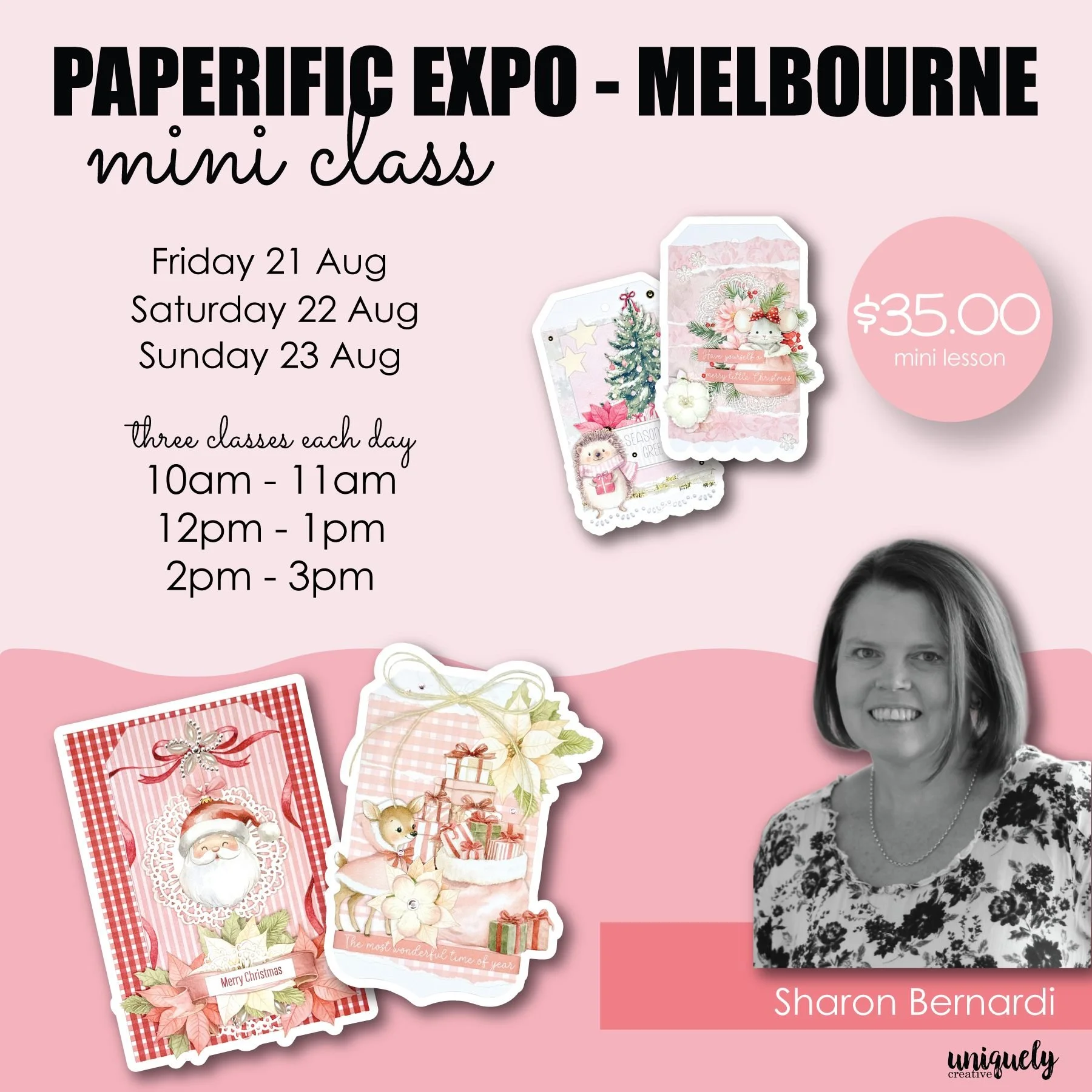 Uniquely Creative is back at Paperific! 
✨ Ranger &amp; Dina Wakely demos
✨ Core UC products for sale.
✨ PLUS their gorgeous Little Festive Things Christmas tag mini class!

Book online at https://www.uniquelycreative.com.au/collections/paperific-les