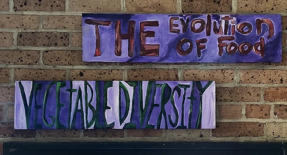 The virtual tour of the exhibit starts here, at Vegetable Diversity and continues though Flower into Fruit