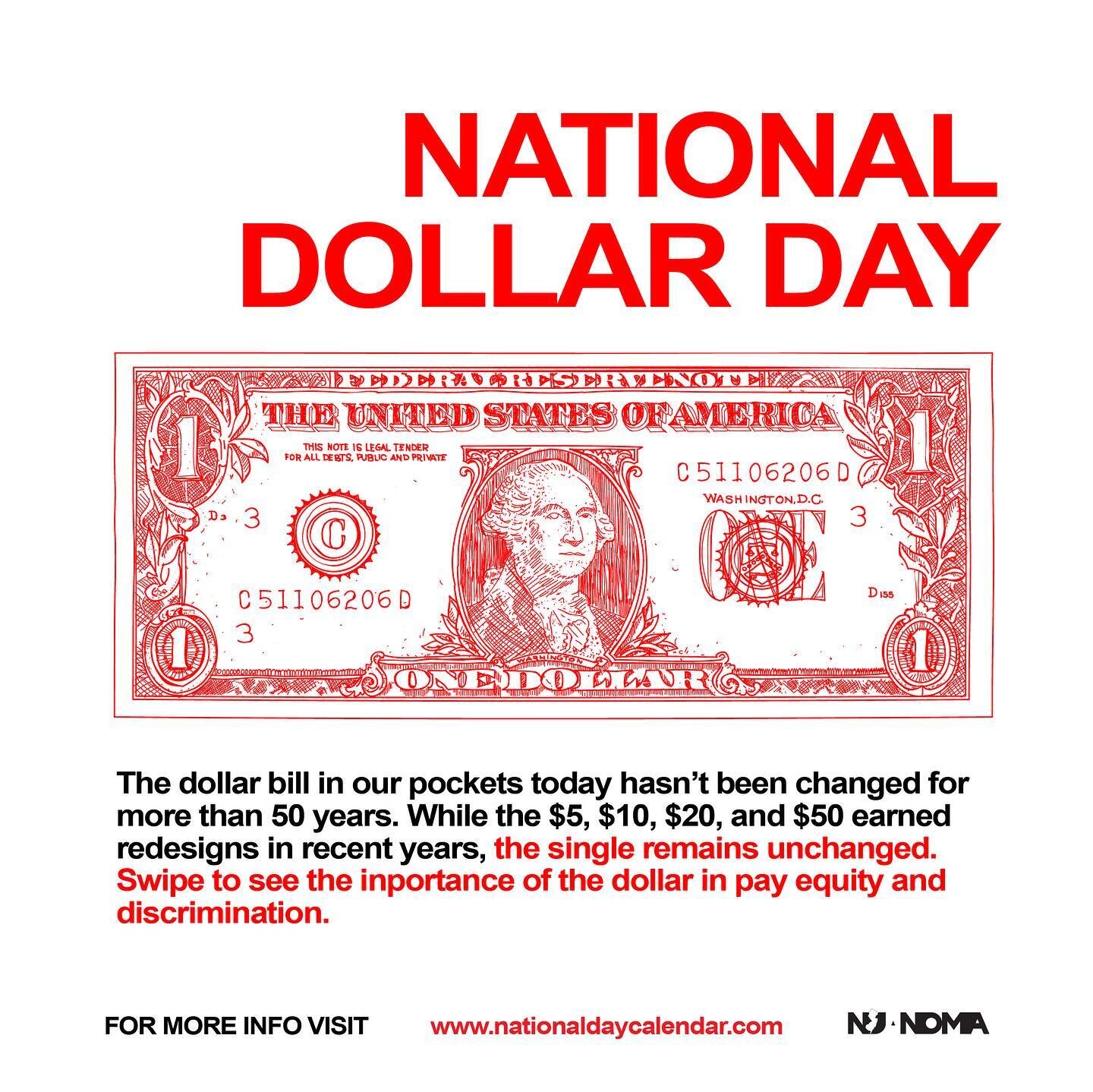 Today is national dollar day but do you know the importance of the dollar in pay equity? #NOMA #NJNOMA #NewJerseyNOMA #BlackArchitect #newjerseyarchitects #architecture #architect #newjersey #NJ #NationalDollarDay #Dollar