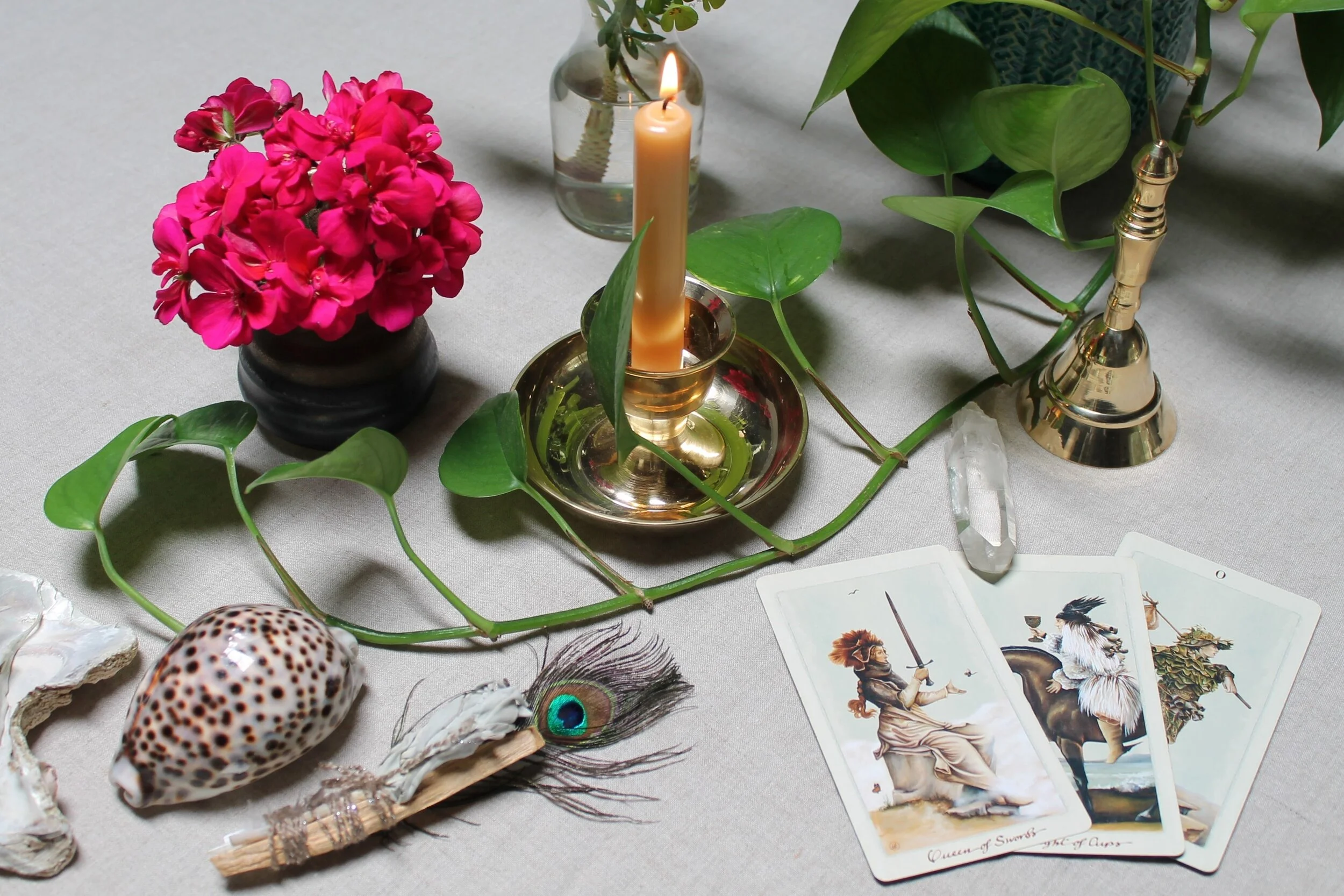 Anointed Beeswax Candle with Brass Holder