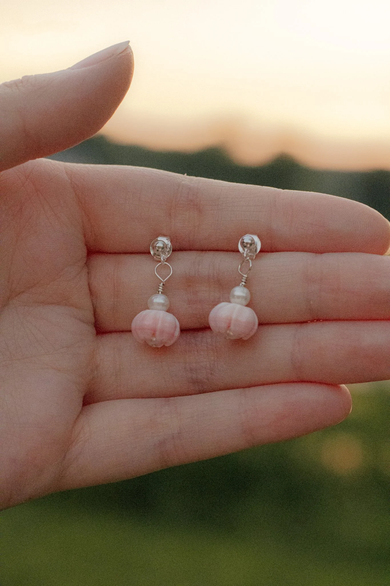 Peach Sampaguita Bud Earrings