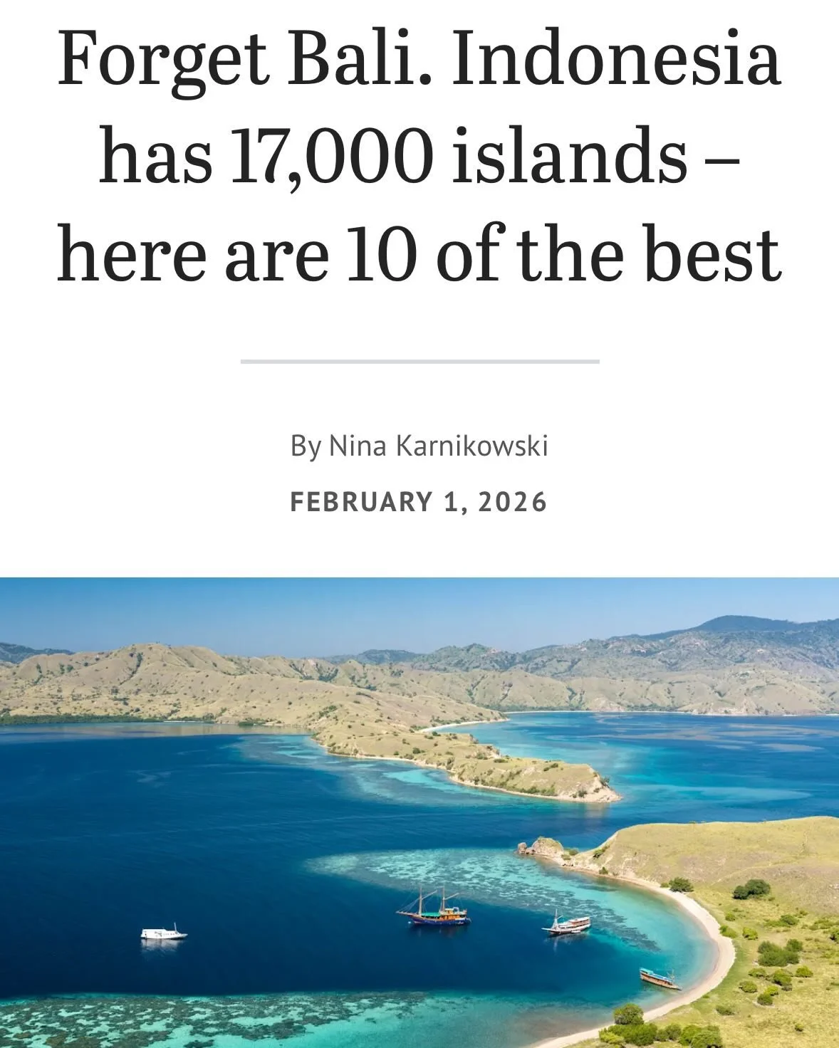 There is SO much more to Indonesia than Bali. This is a country of more than 17,000 islands, which means we don&rsquo;t all need to squish into the same few places. My latest @travellerau cover is a reminder to travel with imagination, and to think c