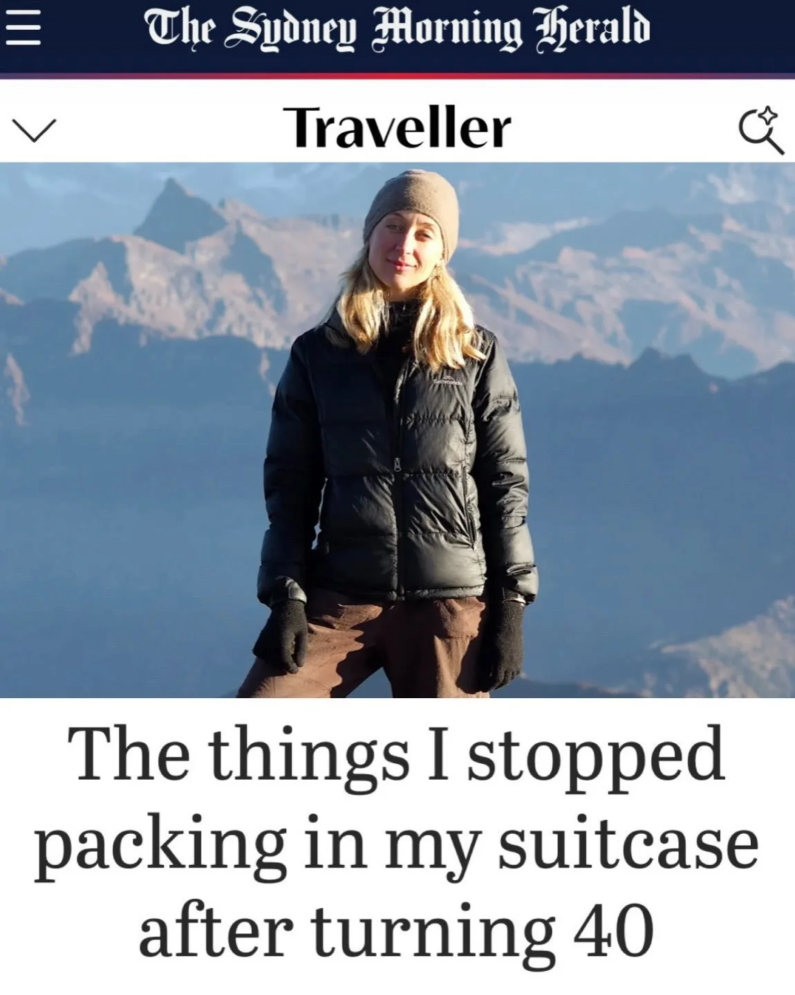What have you stopped packing as you&rsquo;ve got older? A personal essay about getting older, giving fewer f*#ks, and finally embracing the puffer jacket (plus some photographic evidence 😂) in my latest for @travellerau.