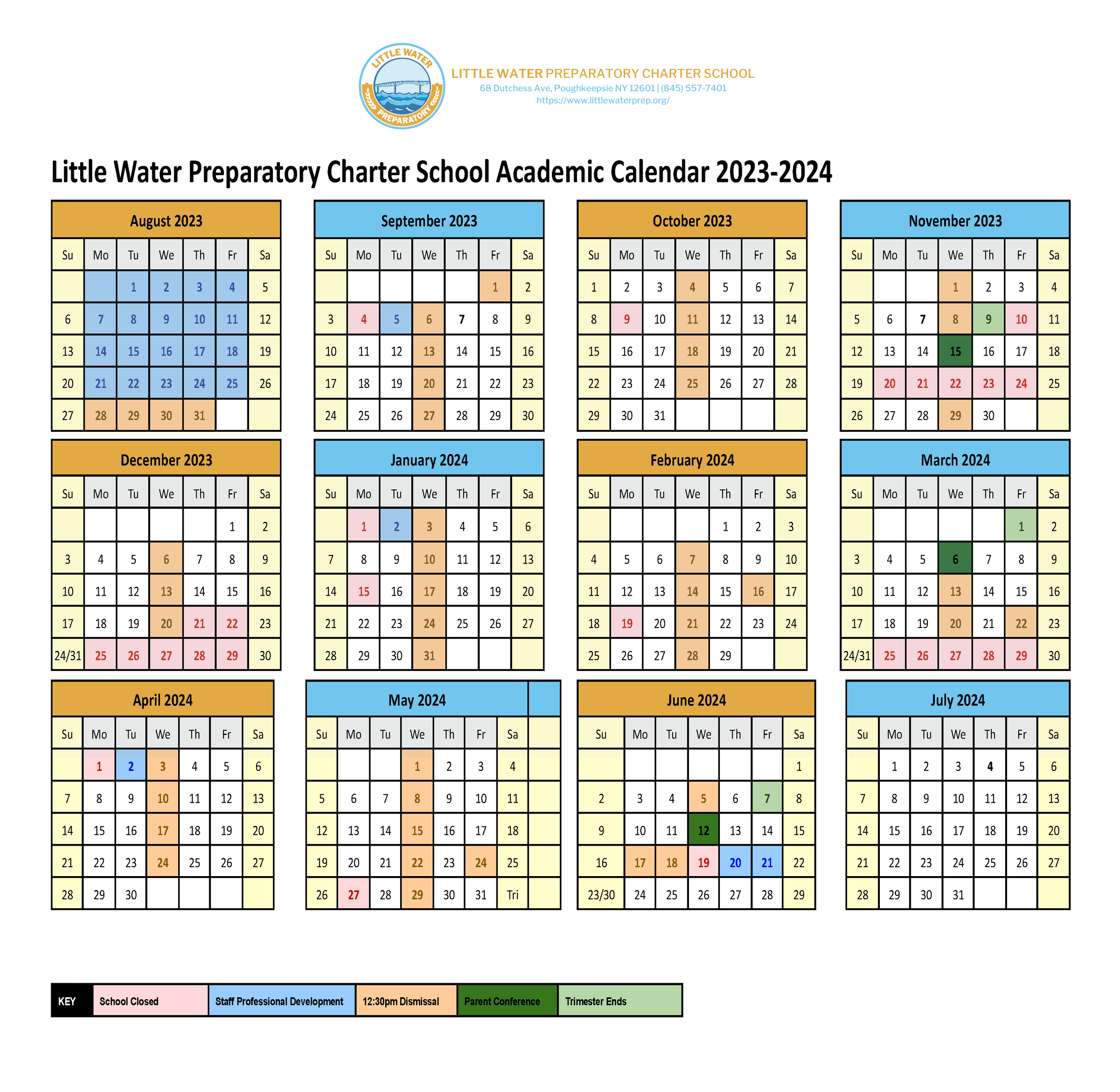 2023-2024 School Calendar — Little Water Preparatory