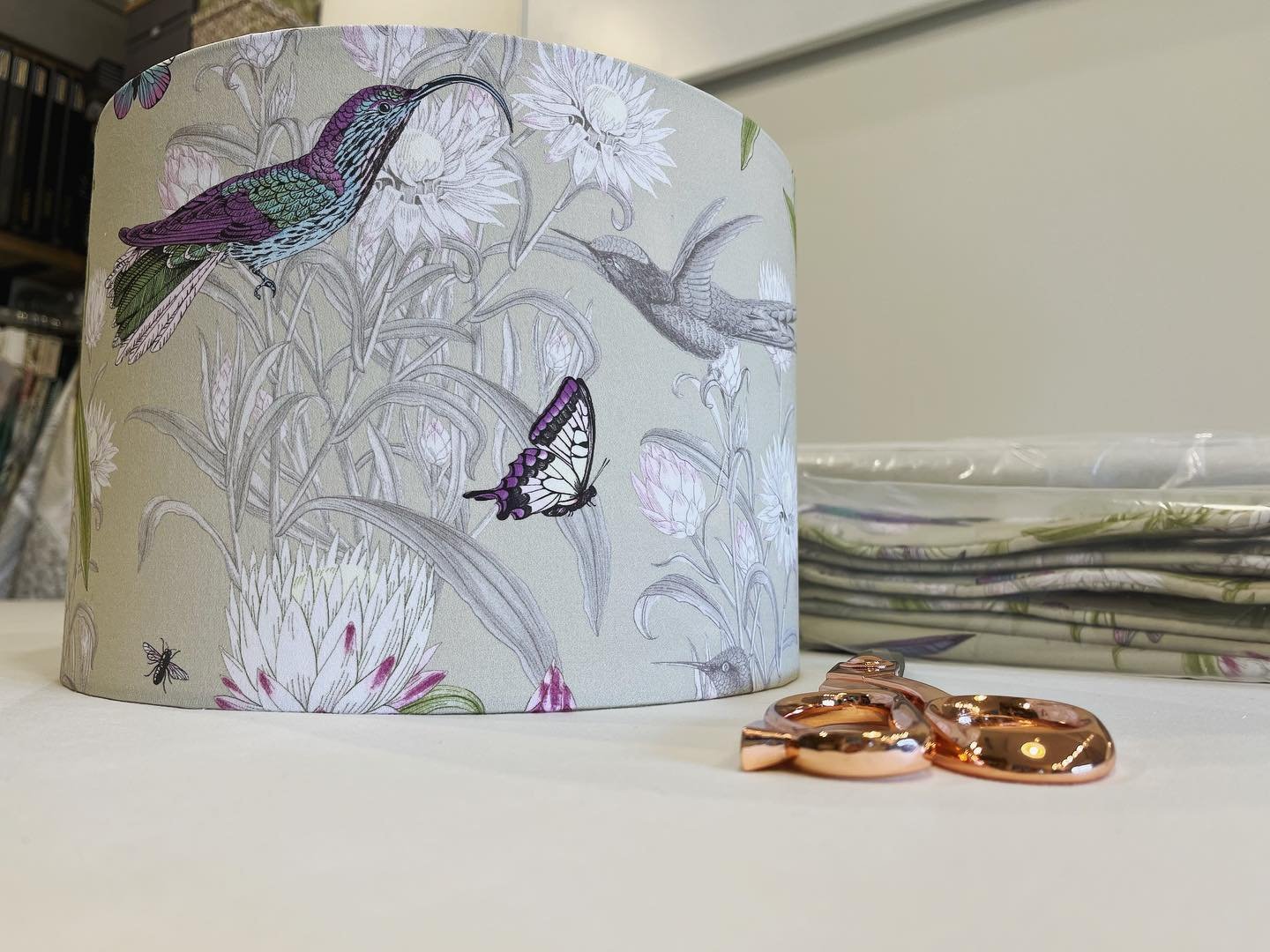 Hints of summer found in the completion of new work which doesn&rsquo;t love butterflies @blendworthinteriors @martindannell #lampshade #lovenorthdevon #interiordesign #ecostudio #homeoffice #newlocation‼️‼️‼️