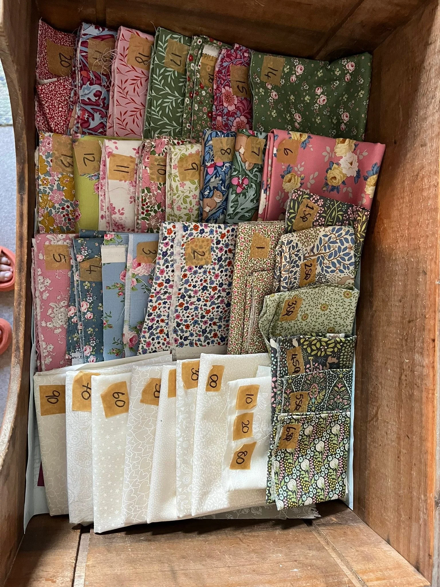 Started the Alice Caroline Alice's Wonderland Quilt doing it with 20 fabrics plus 6 odd ball’s and 10 whites all from my stash of Tildas. I dowsed the fabrics in my stash to each allocated number giving up all control, bar following the book of