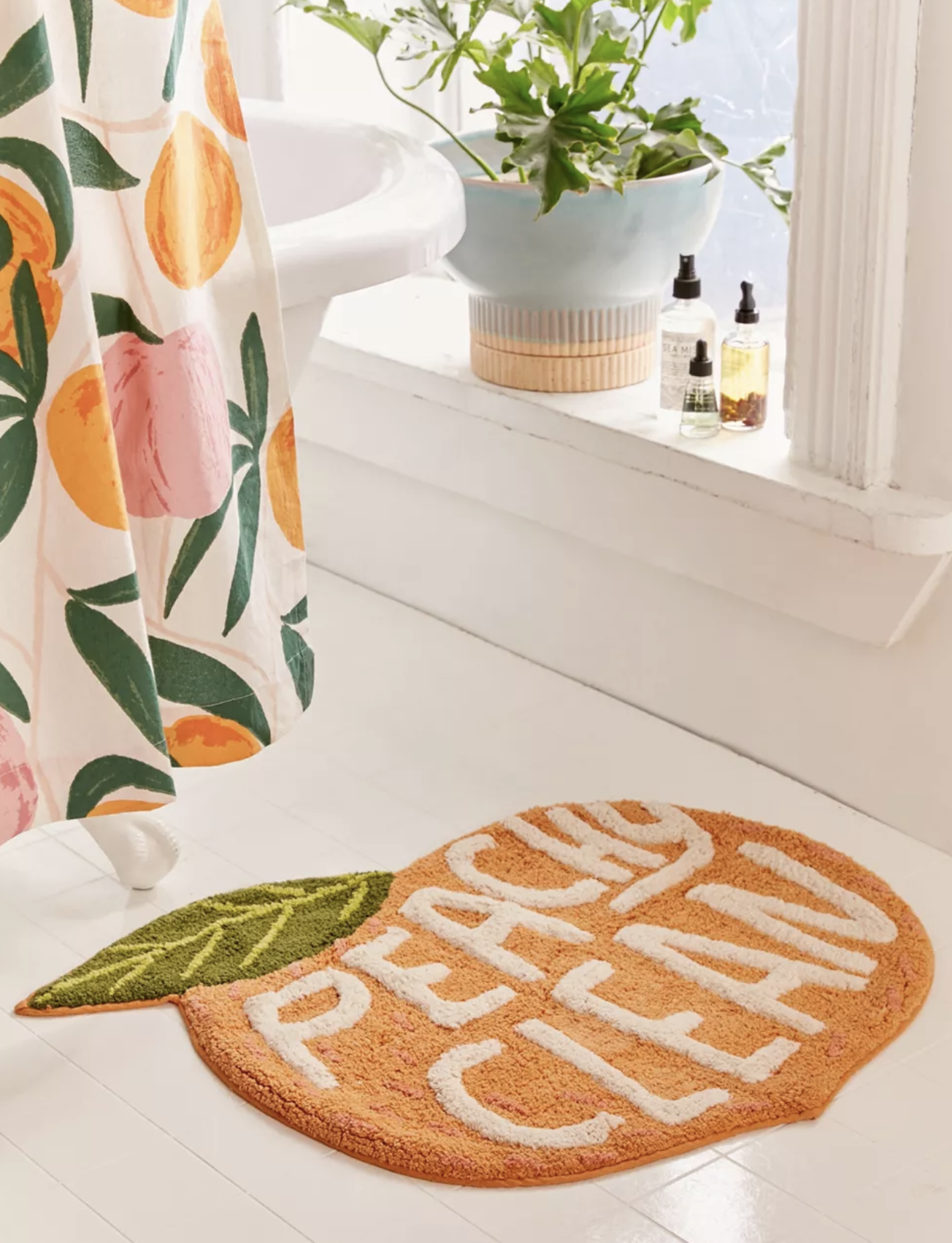 File ‘cheeky bathmats’ under products that bring me joy. This cutie little bathmat (and shower curtain) are from Urban Outfitters.