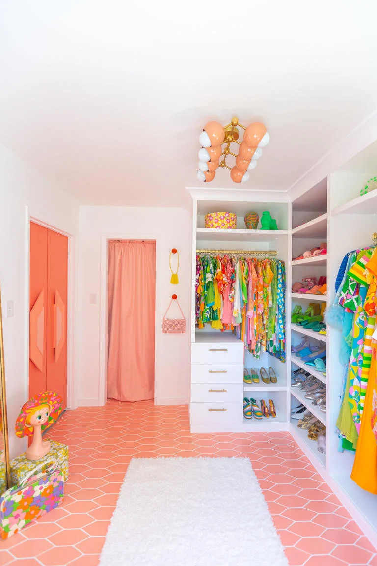 Sam Ushiro of Aww.Sam is my ultimate source of inspiration for all things retro and vintage and her walk in closet is the place of my dreams. Love the tile floors! Image via Fireclay