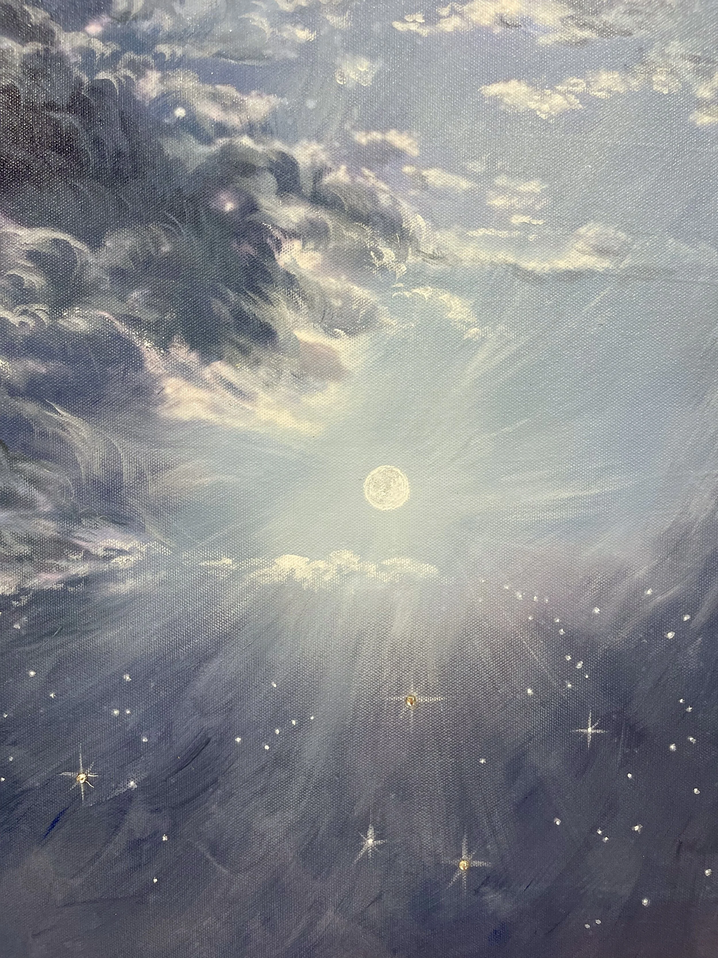 Moonlit Waves Reverie, acrylic and swarovski crystal and mica powder on canvas, 36 x 36", by Jessica Libor 2026.jpg