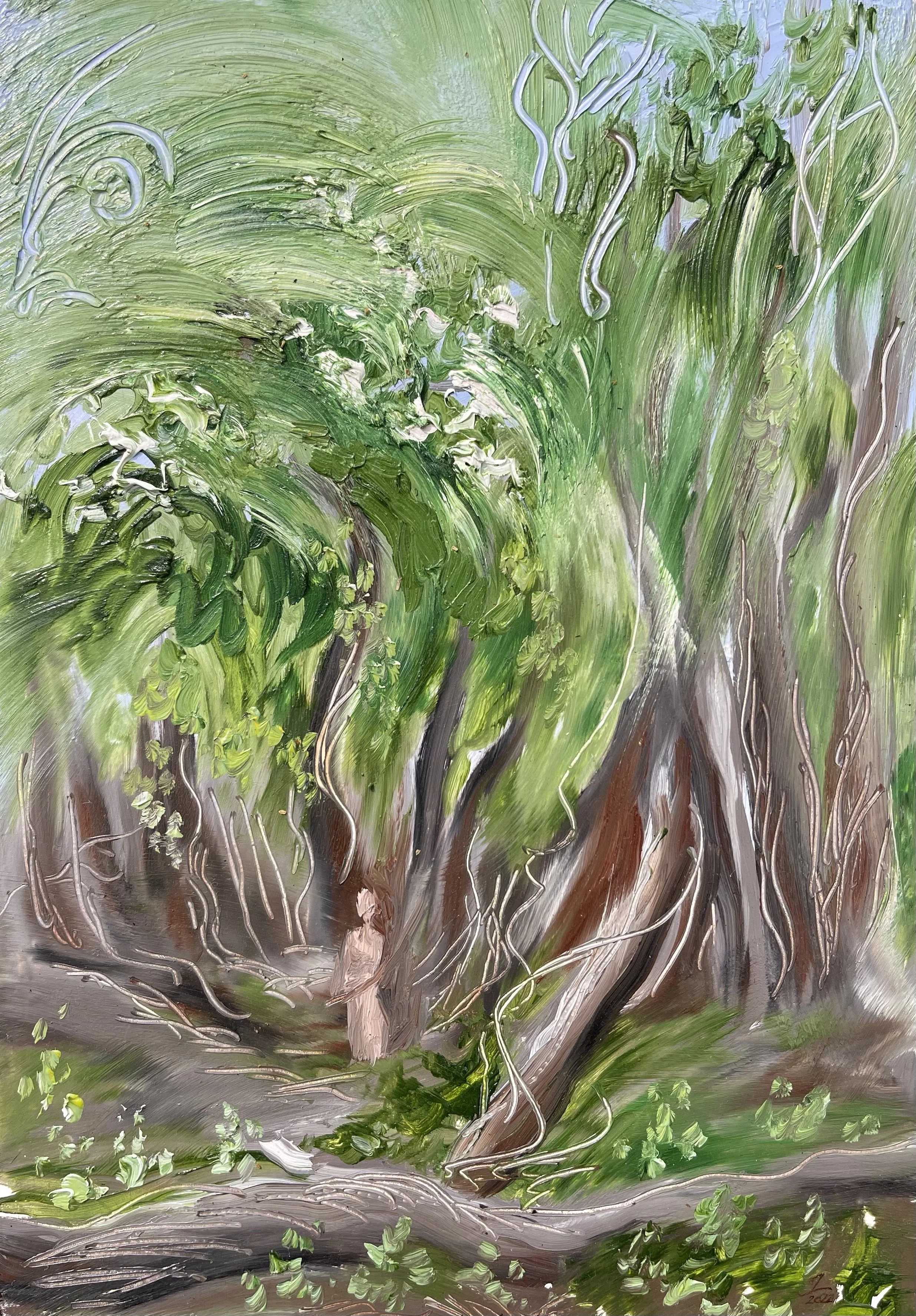 Dancing with Nature, oil on panel, 8" x 10", by Jessica Libor 2022.jpg