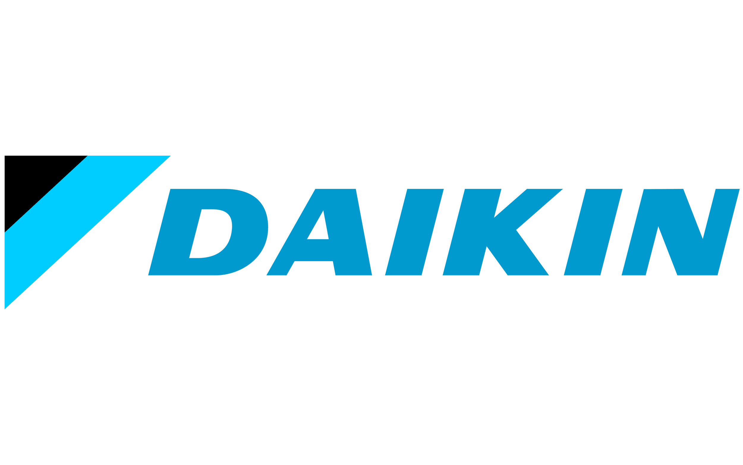 Daikin logo with blue and black color scheme, featuring a stylized blue swoosh and the word 'Daikin' in bold blue letters.