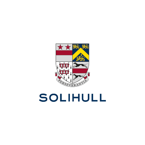 The Solihull School logo featuring a shield with various symbols and the Latin motto 'Perseverantia', with the name 'SOLIHULL' below.