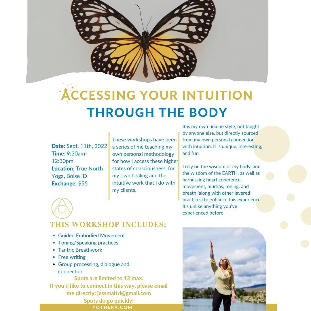 ✨24hrs later and its already half full✨

🌻BOISE! I am so excited to be re-connected and grounding into you again!

Let's come together in community, with one of my favorite workshops to teach: &quot;Accessing Your Intuition through the Body.&quot;

