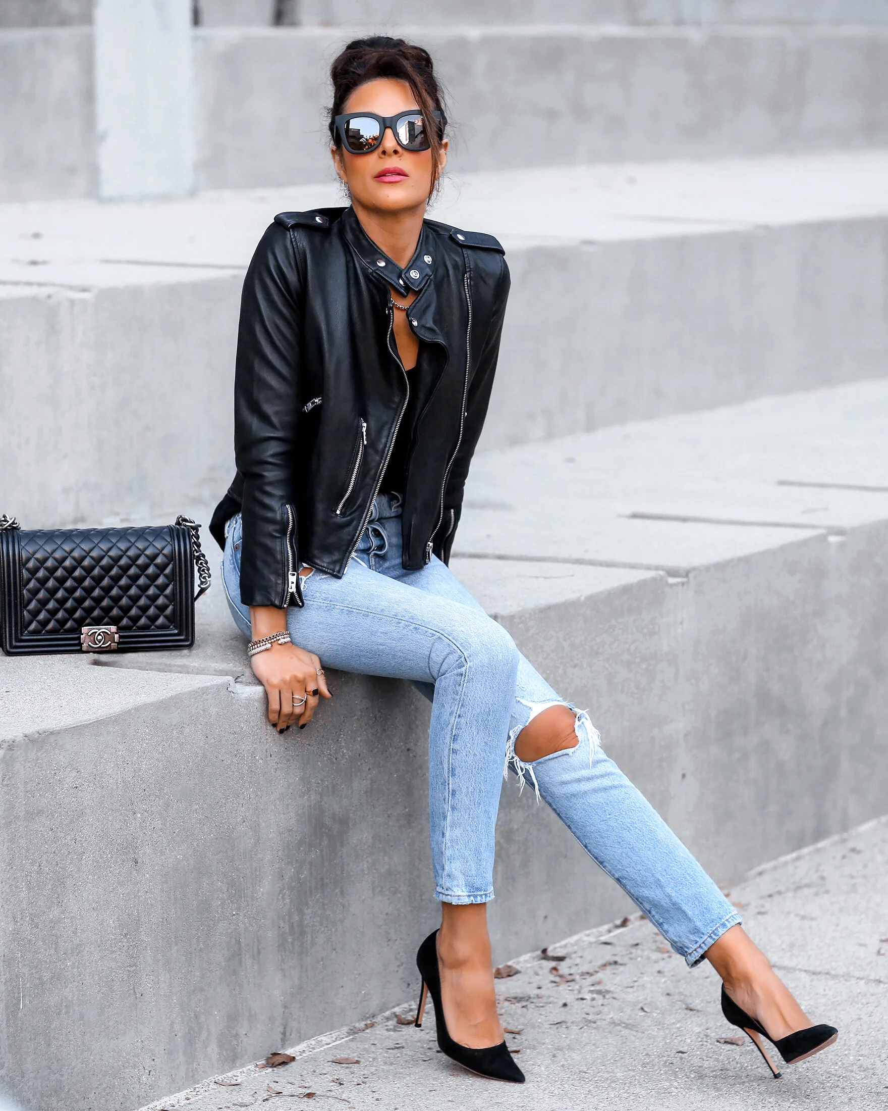 Jeans Nordstrom Leather Moto Jacket Cole Haan Lambskin Leather