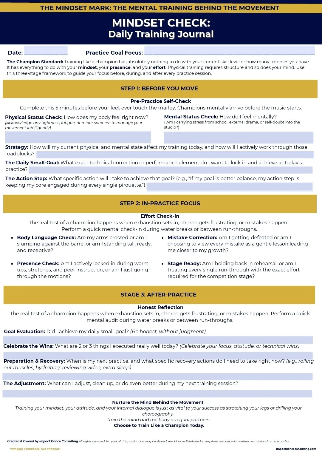 MINDSET CHECK: Your Daily Guide to Training Like a Champion (Digital Download)