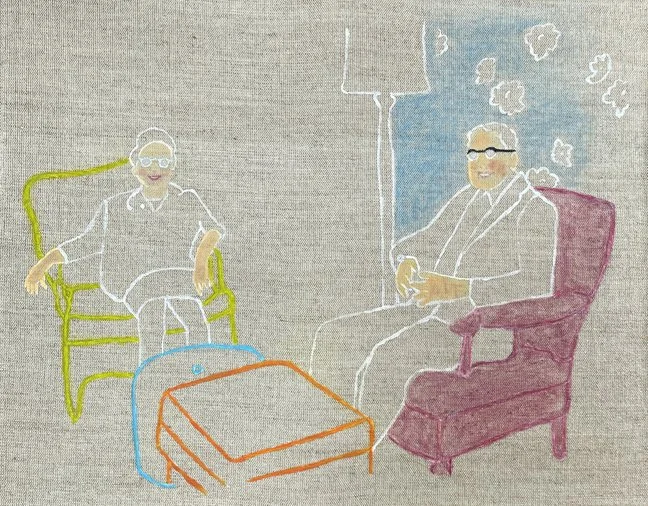 Vintage Grandparents Neon Americana, 35 x 45 x 4 cm oil on linen canvas