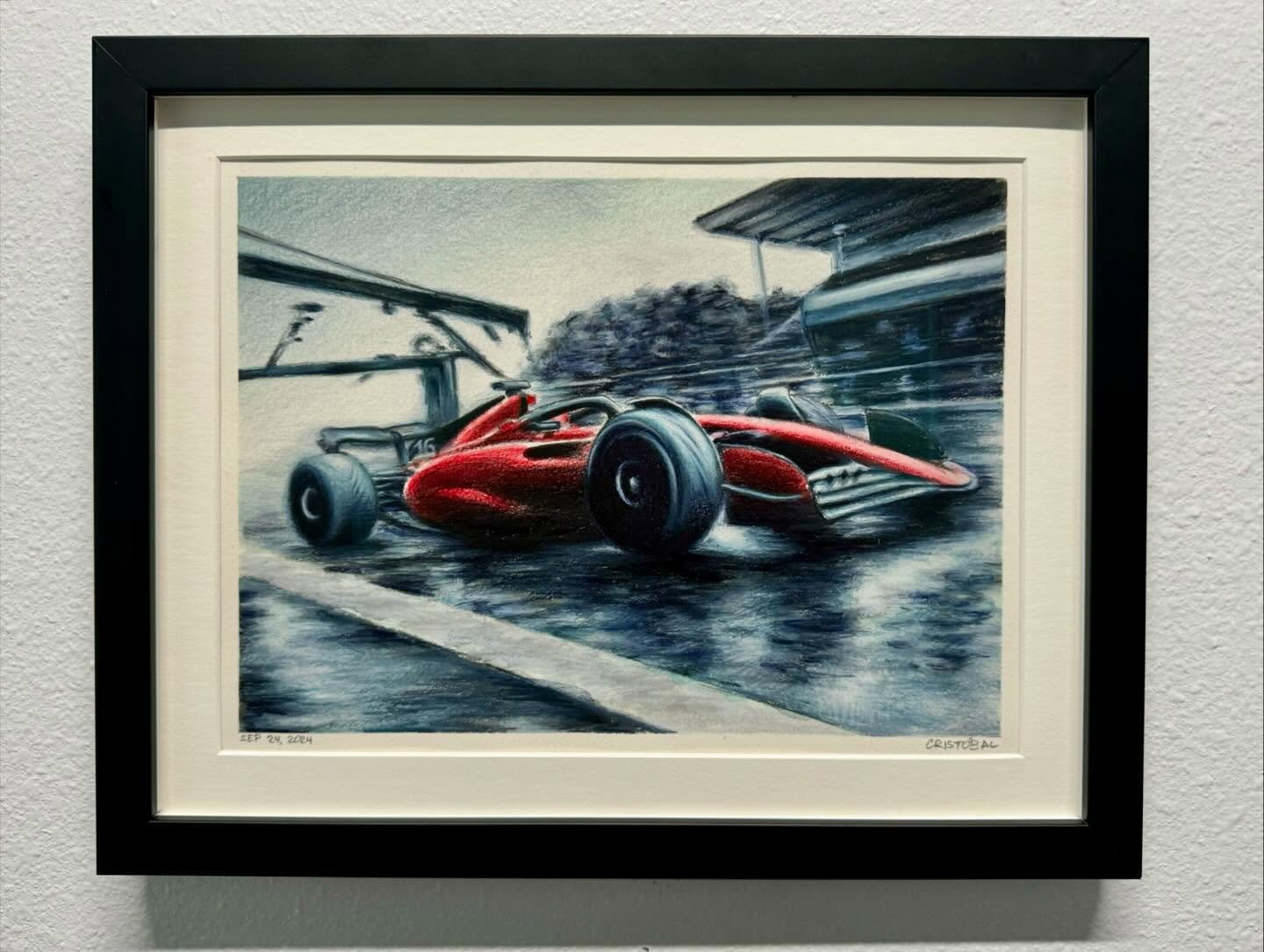 Loved sketching another insane photo by @antoinetruchet of @charles_leclerc. You can feel the car splashing water onto you in Antoine&rsquo;s original photo. Capturing the wetness of the tarmac was certainly my favorite part.