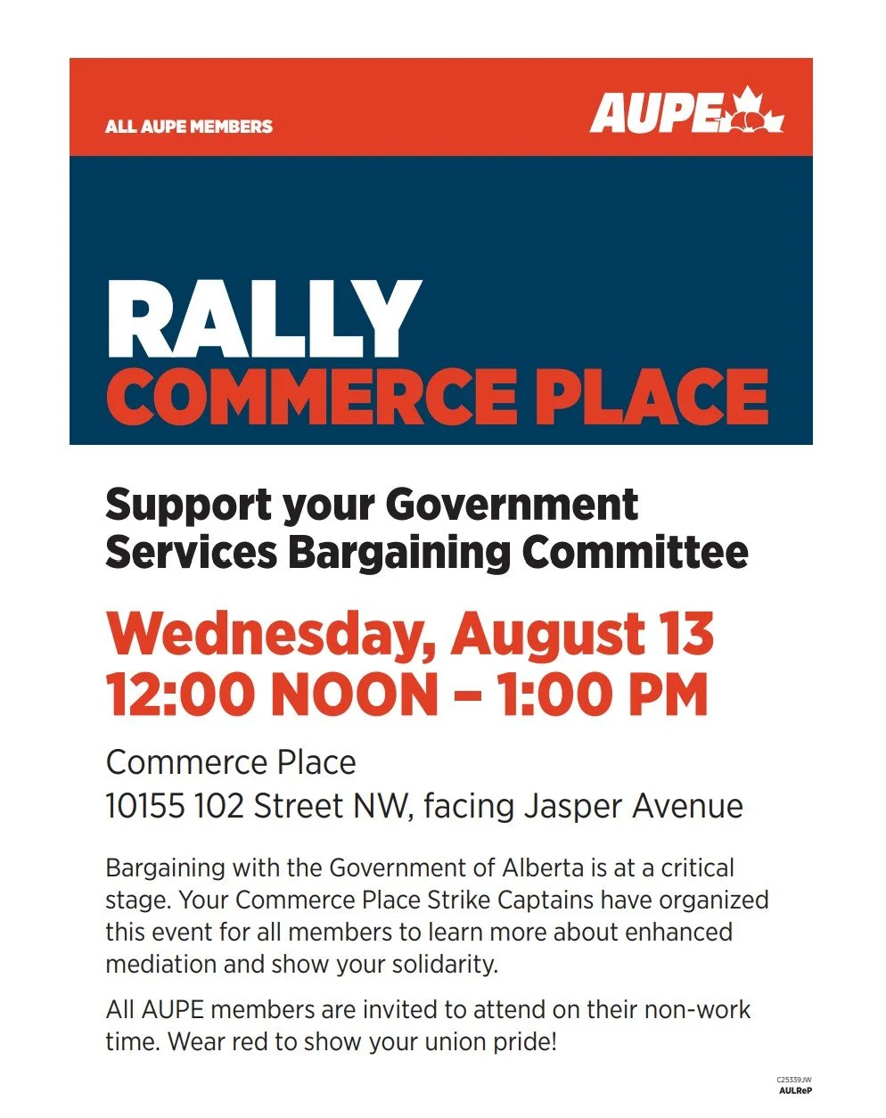 Rally at Commerce Place: Wednesday August 13 12nn