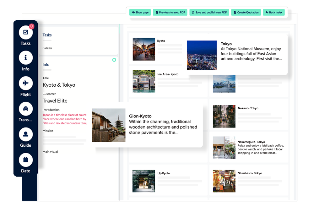 TRAVESENSの旅程作成画面