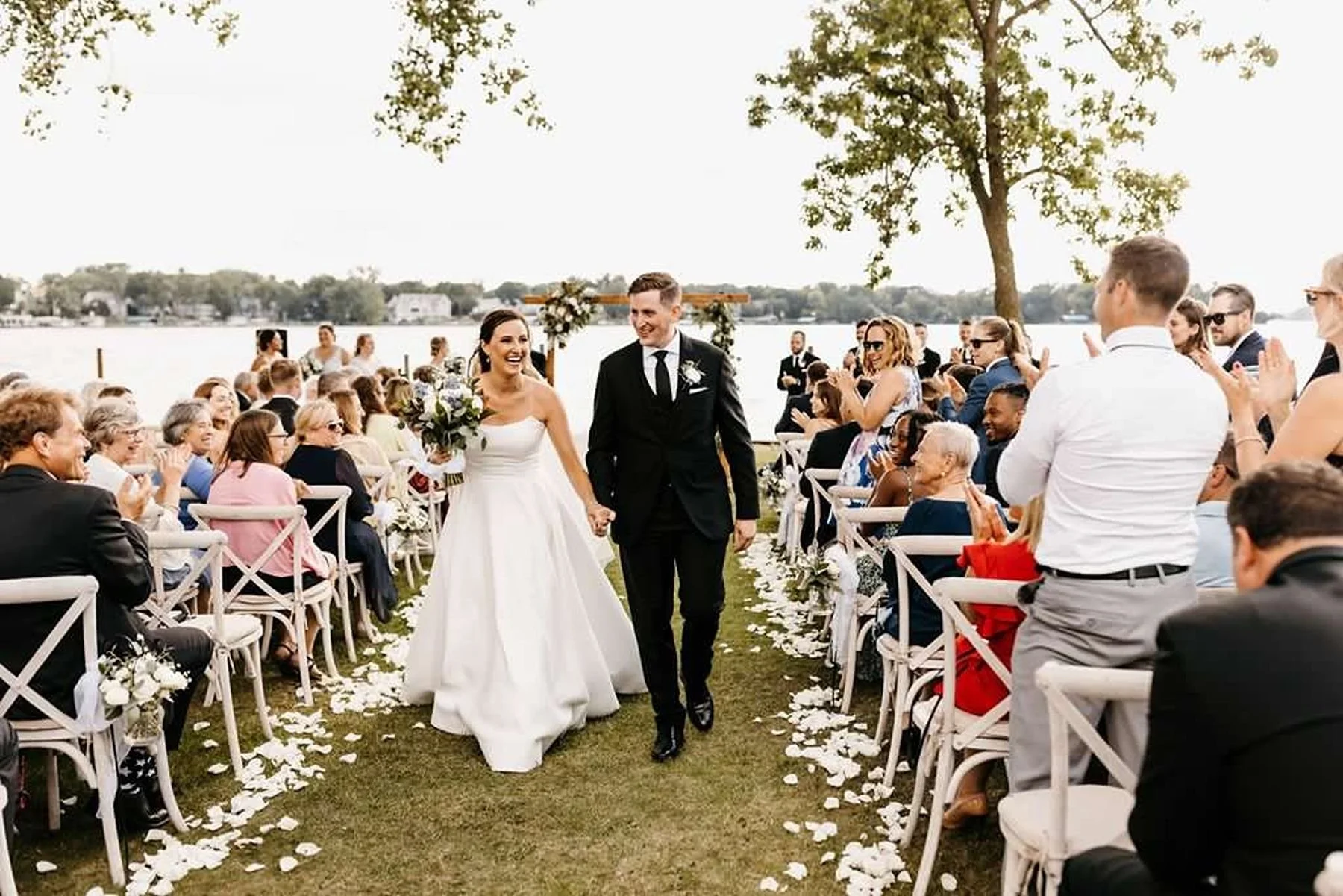 Lake Minnetonka backyard wedding ceremony