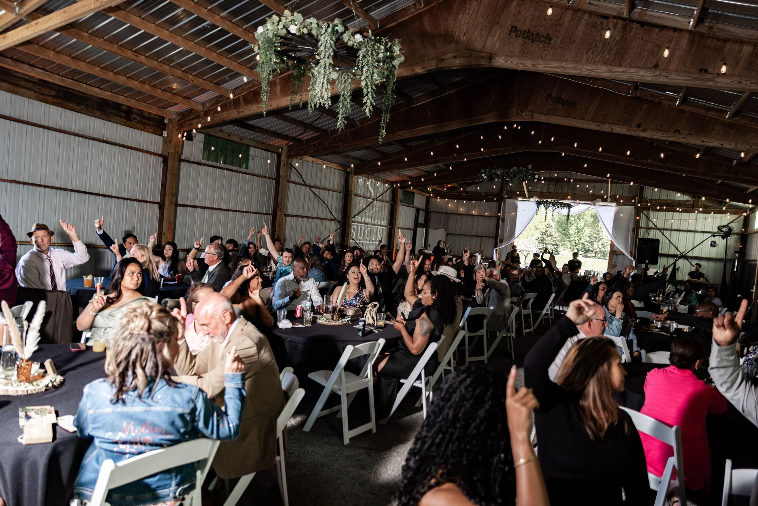 Backyard barn wedding reception in WI