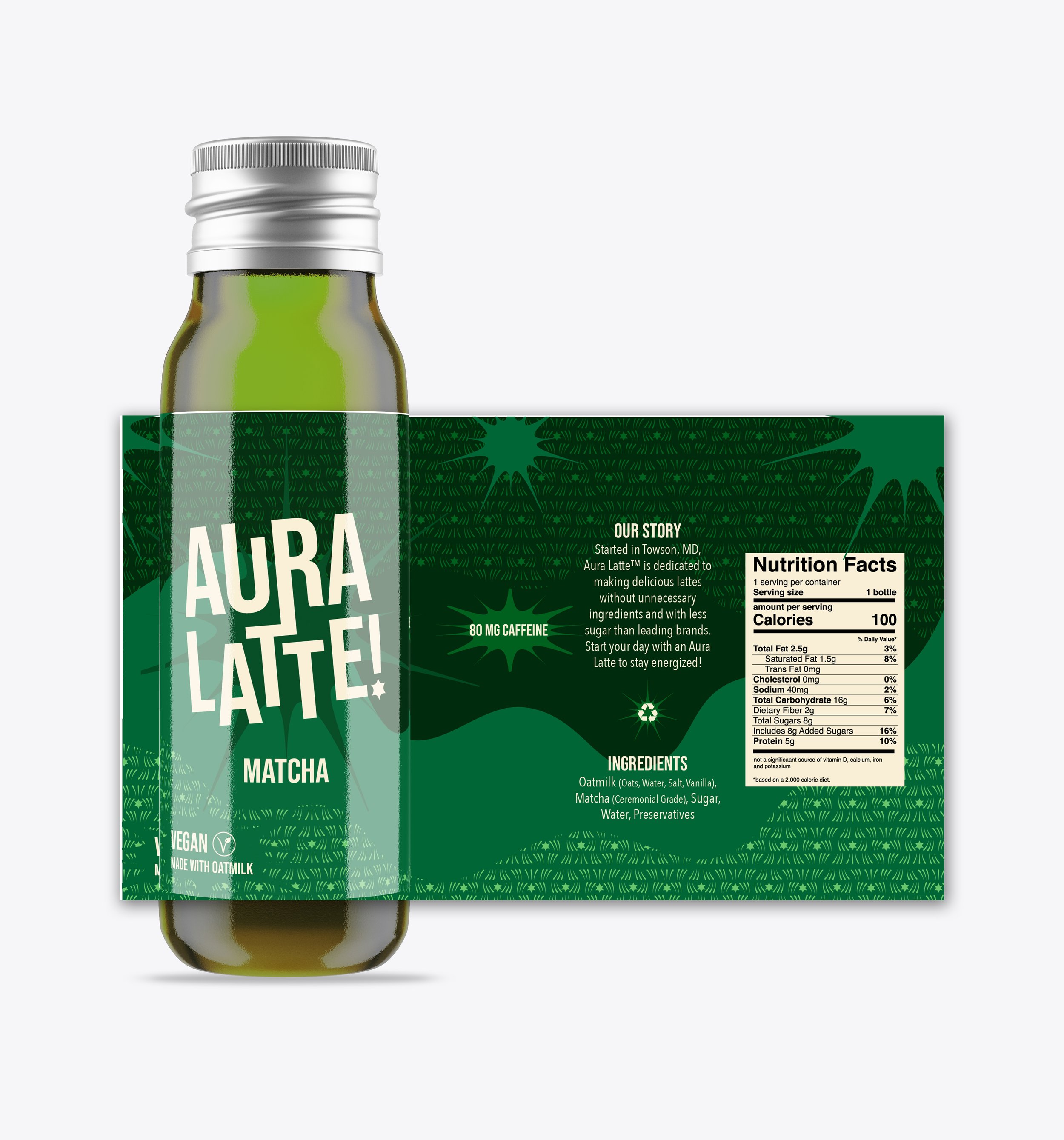 matcha flavor with full label mock