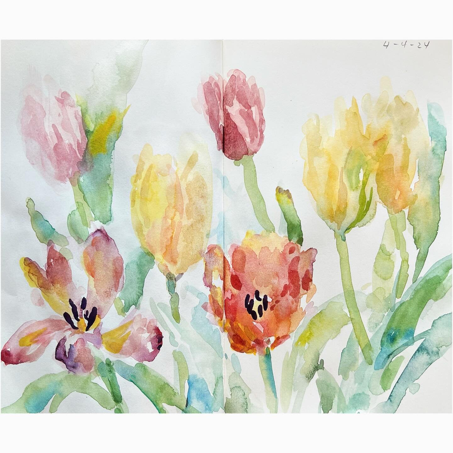 Irresistible tulips 💐 

#tulips #watercolorpainting
#watercolour #sketchbook #flowerpainting