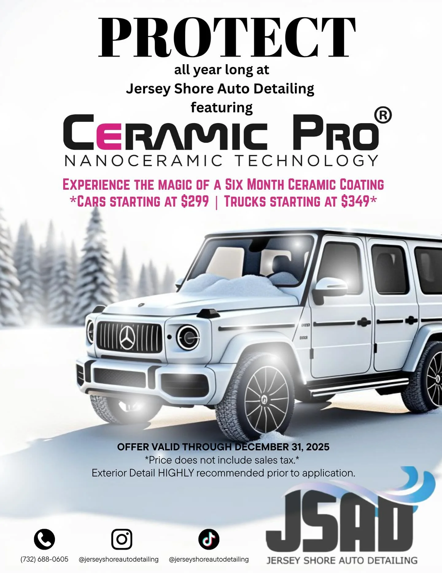 As winter approaches, protect your investment from the harsh conditions with a six-month ceramic coating from @ceramicprousa #ceramicpro #ceramiccoating #protection #accredited #jersey