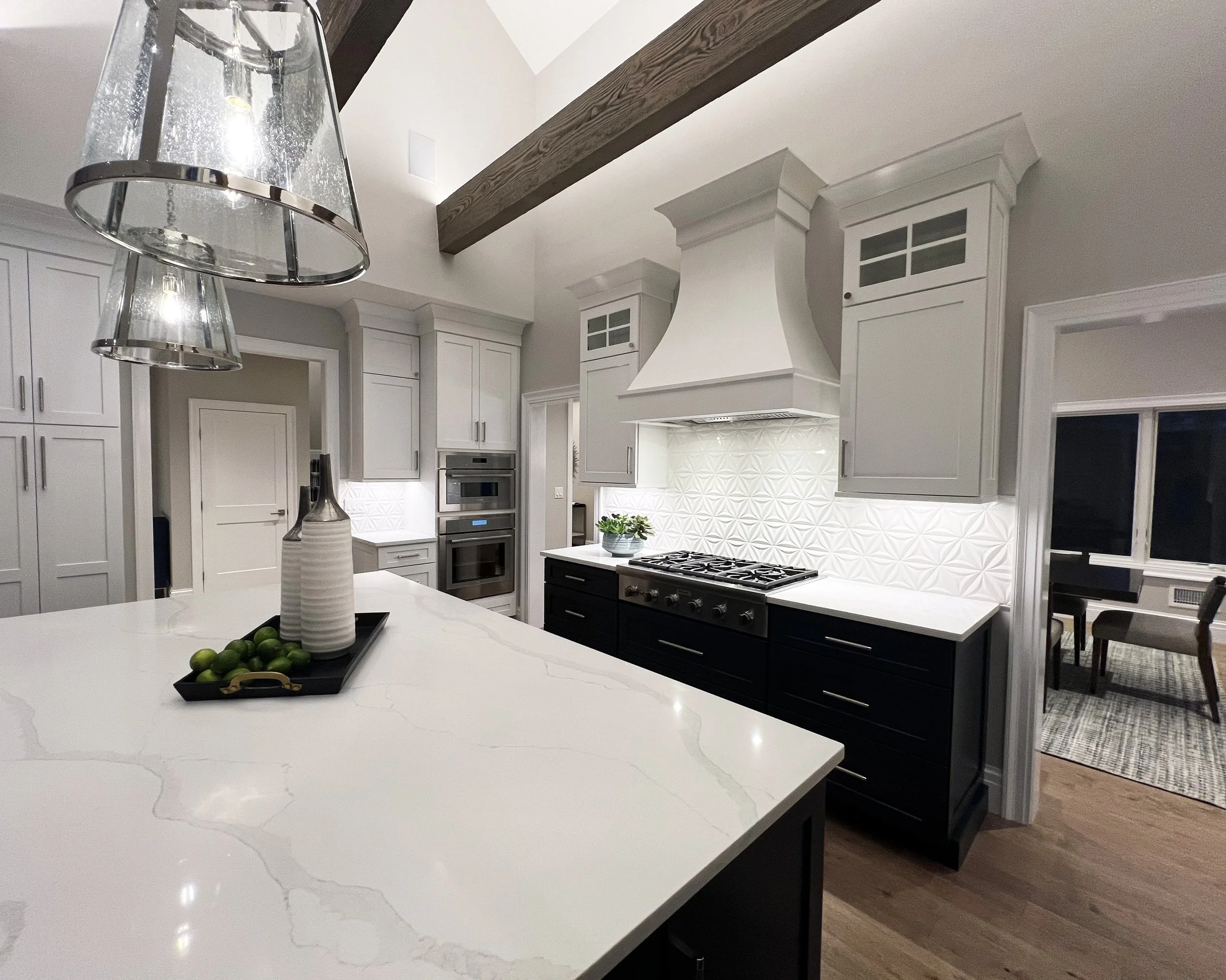 Up lighting in the beams. 