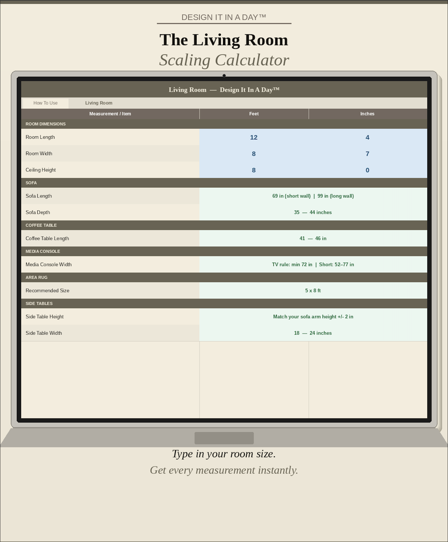 Living Room Scaling Calculator