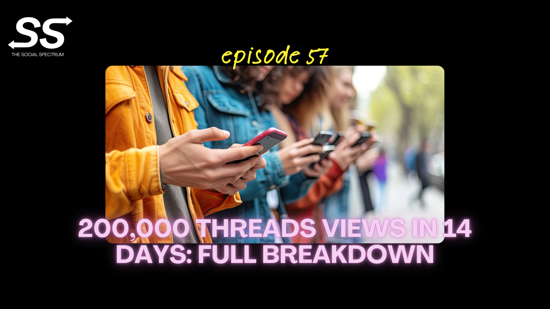 A close-up photo of four individuals standing next to each other on their cell phones