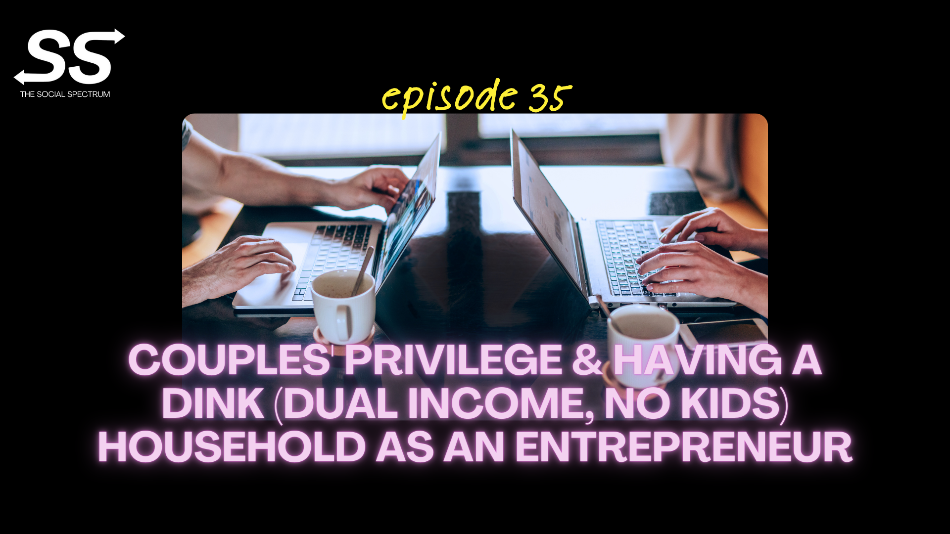 Two people working on their laptops across from each other with coffee mugs beside them