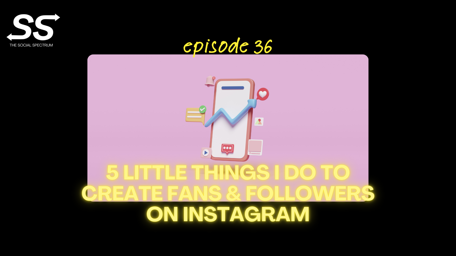 Cell phone with a heart icon, notification bell, comment box and photo graphic surrounding it