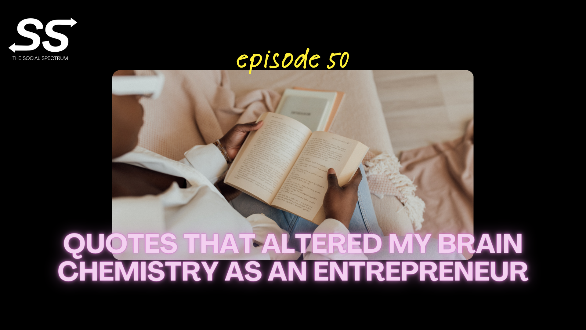 An over the shoulder photo of a woman reading a book