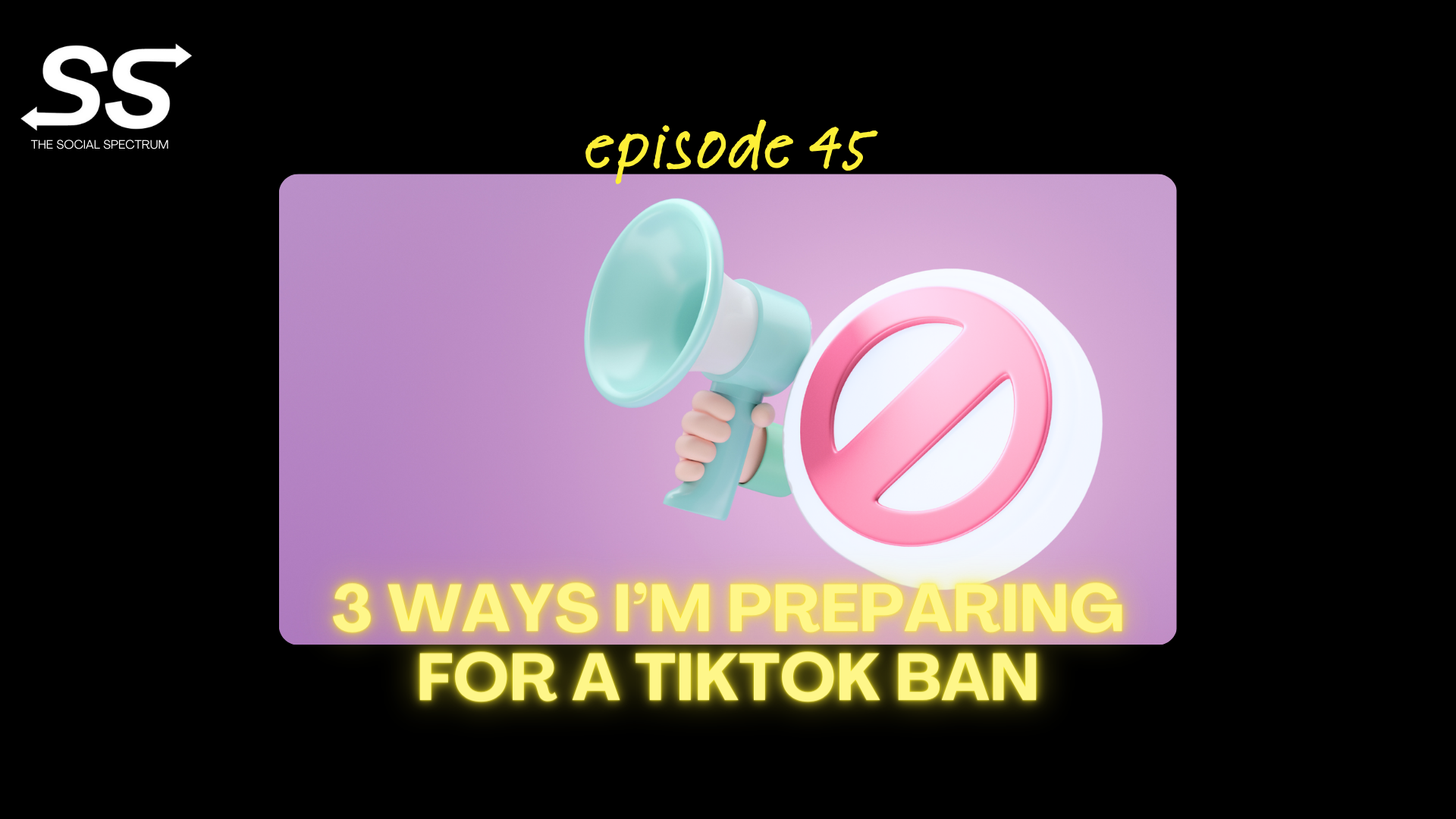 A megaphone and a banned symbol across a purple backdrop