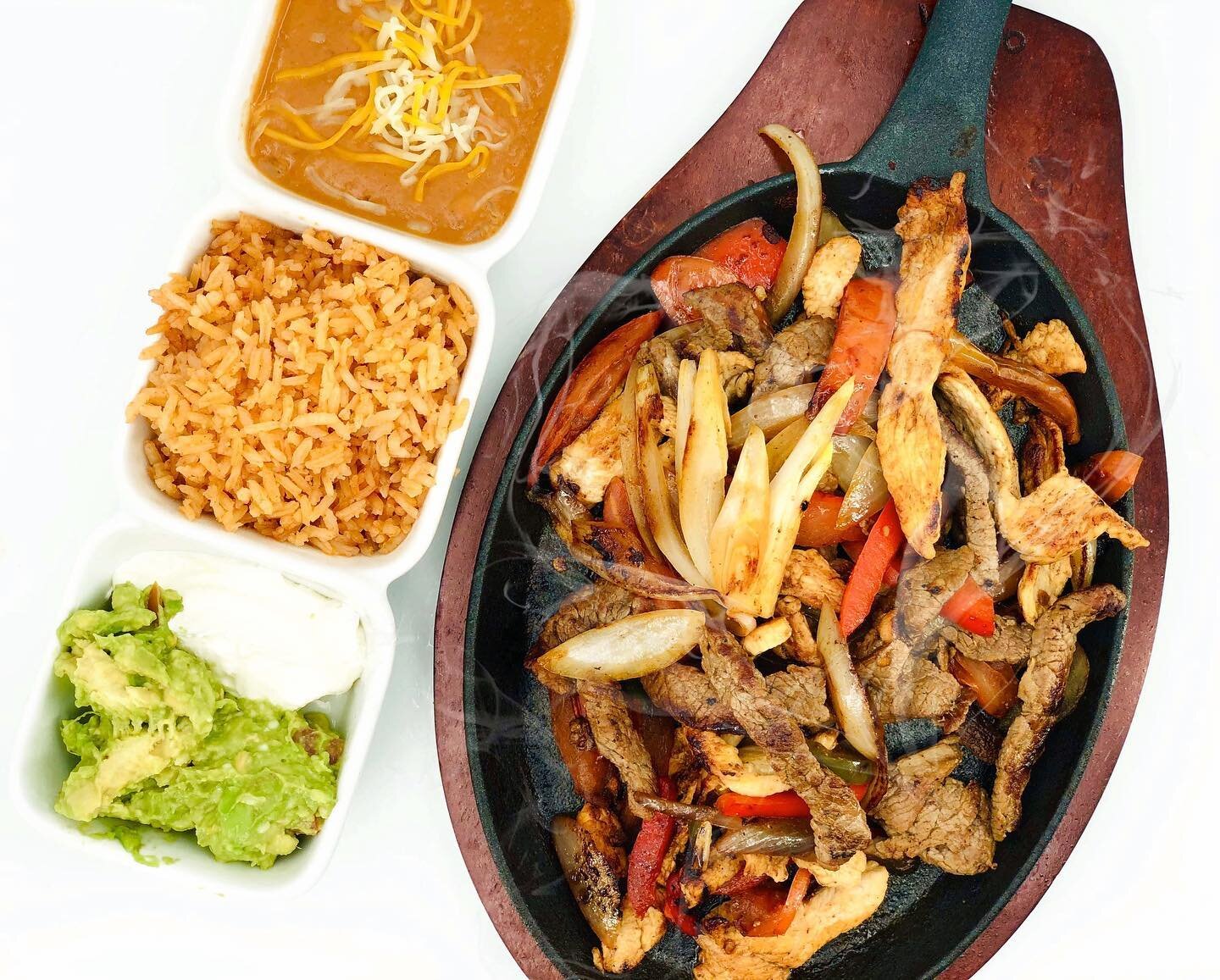 OUR NEW DUO FAJITA PLATE IS NOW HERE!!
&bull;Choose Two Meats!
&bull;Comes With Bell Peppers, Onions, Tomatoes!
&bull;Sides Include Rice, Beans, Guacamole, And Sour Cream!!
&bull;&bull;&bull;ONLY 12.99!!!
Come Check Out Our New Menus!
New Items For B