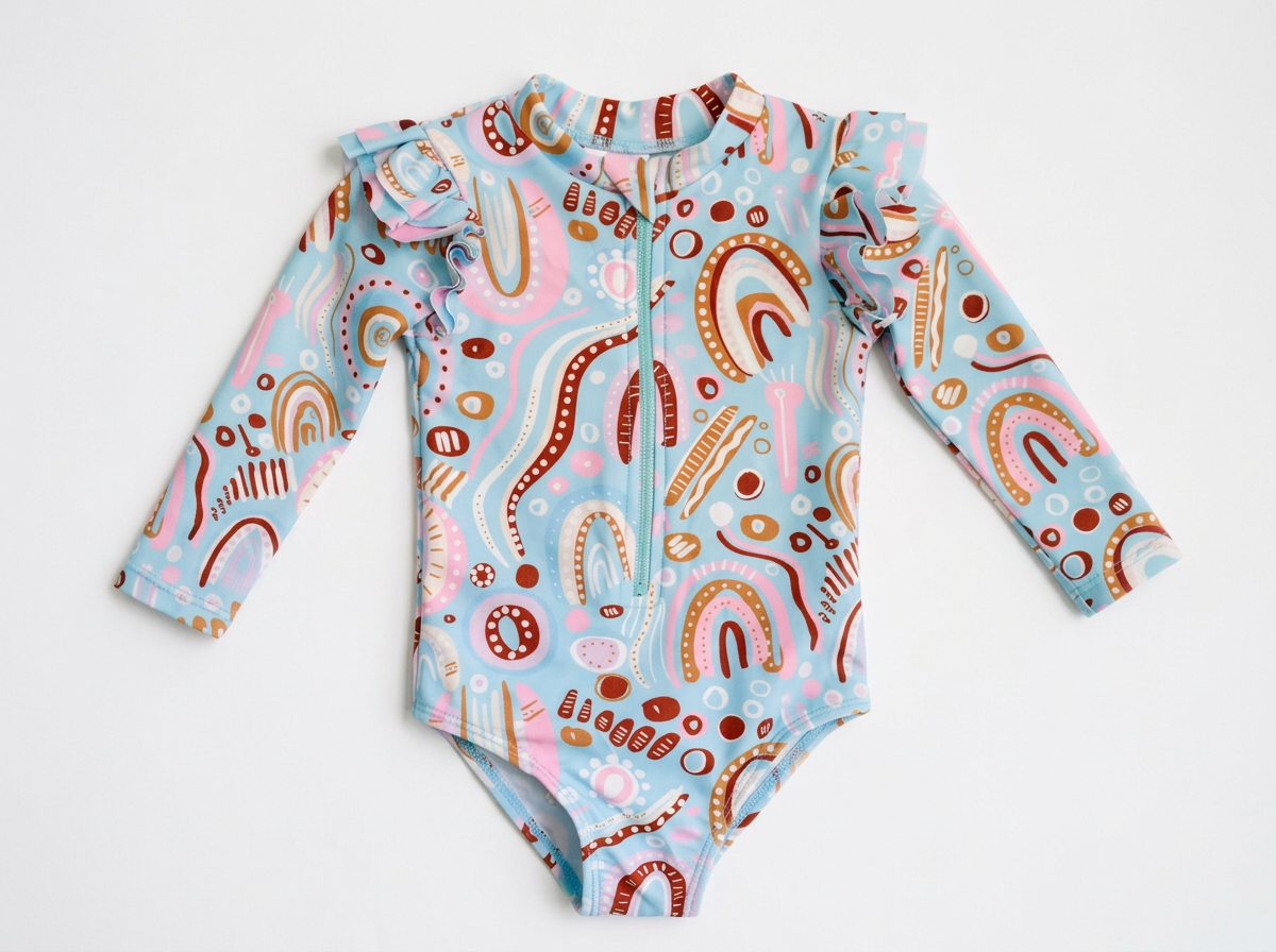 Tiny Frill Rashie - Coastal Beaches