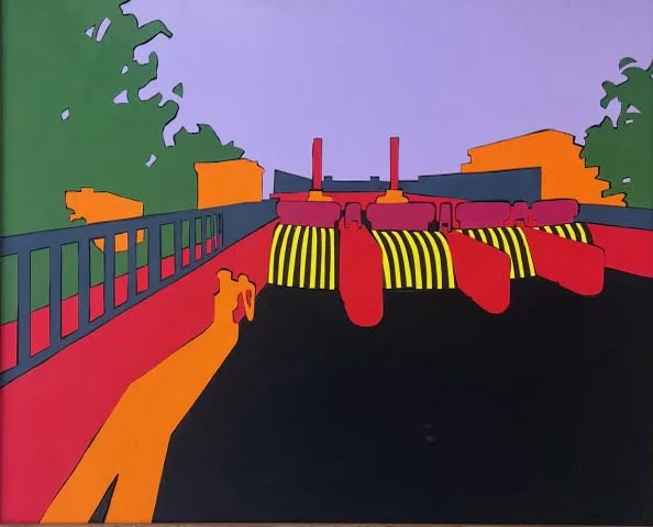 farmoor outflow, acrylic and mount board, 2021, £750.00