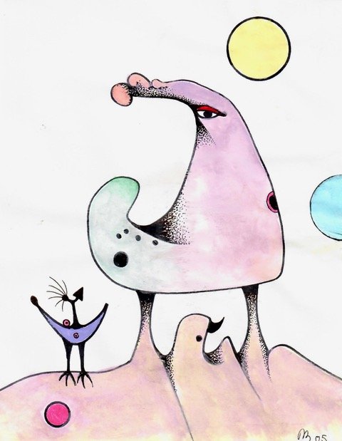 The Owner, Watercolour and Ink, 20cm x 15cm, POA