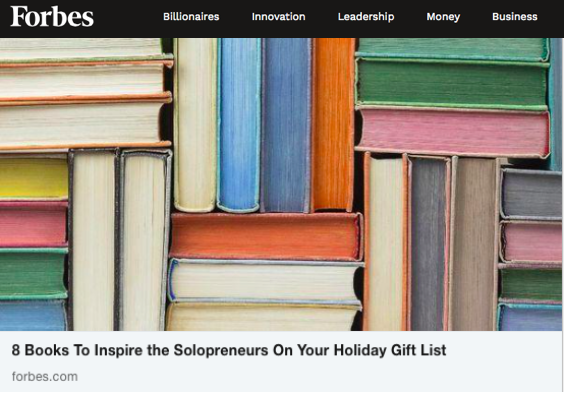 Where The Magic Happens' was selected by 'Forbes' as one of their eight holiday gift list books to inspire solopreneurs
