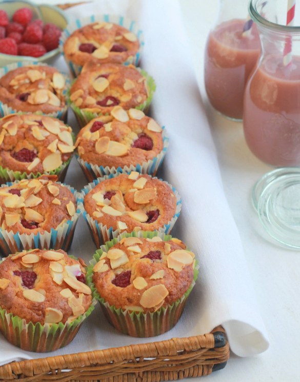 Easy Baked Banana and Raspberry Muffins