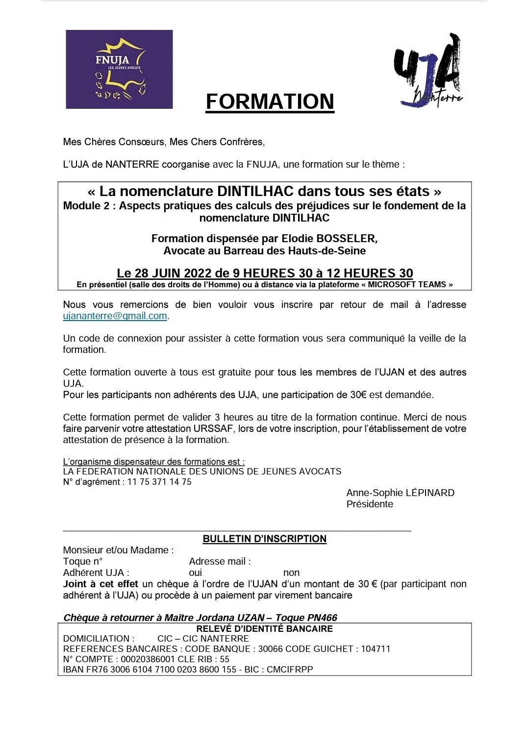 Formation UJAN La Nomenclature DINTHILAC dans tous ses états Module 2 aspects pratiques des calculs