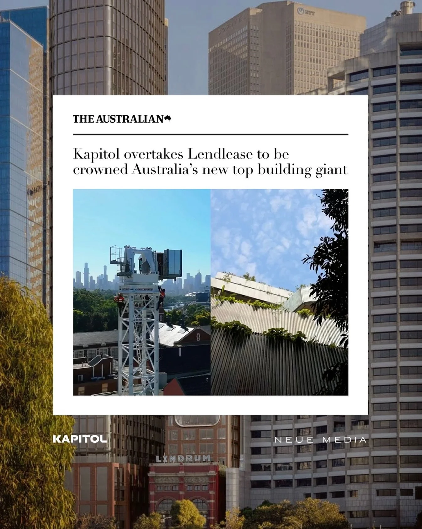 A landmark result for our client @kapitolconstruction.
&nbsp;
Ranked the #1 builder in Australia by @hubexo.apac, coverage of the milestone landed in The Australian, Courier Mail, Herald Sun and The Urban Developer, with national syndications.
&nbsp;