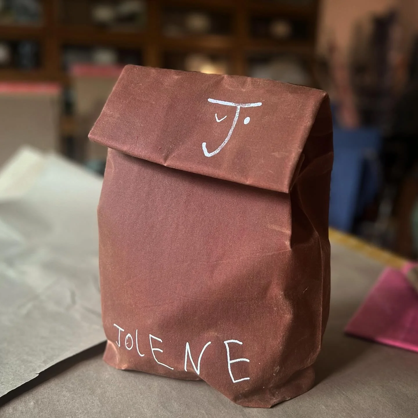 About to start making my second batch of bags for @jolene_redchurchstreet - I just love their design with the logo on the rolled down end (although this one wasn&rsquo;t a clean print). 
#beeswaxbreadbags #bakeries #bread