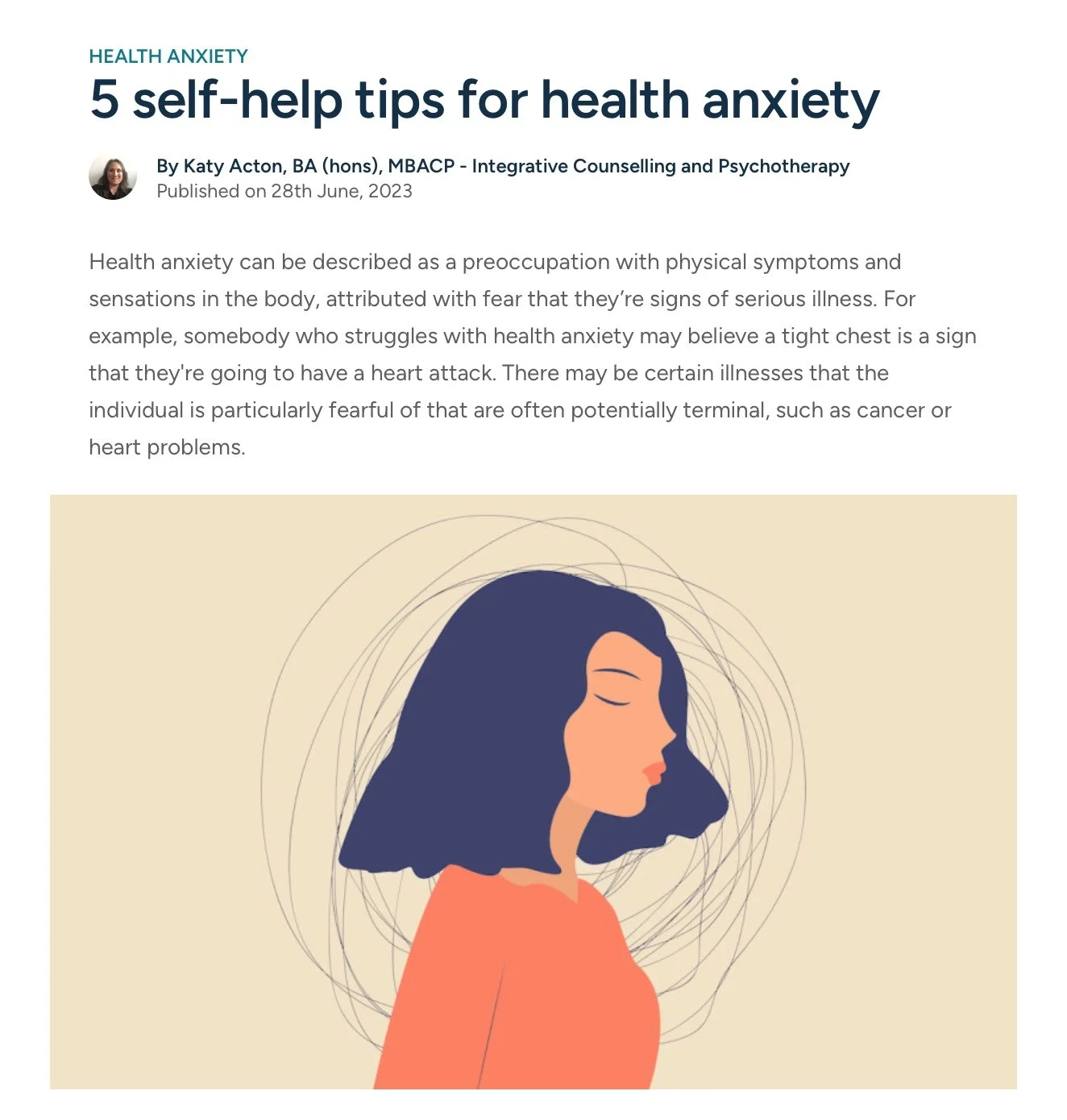 5 Self help tips for health anxiety