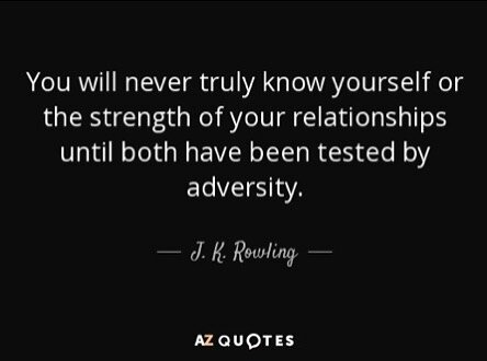 Very true. Strength comes through adversity. It might not feel like it, if you&rsquo;re low or at rock bottom. But hang in there - this is not the moment that you realise you&rsquo;re gaining awareness and are being strong. It will come. Same with re