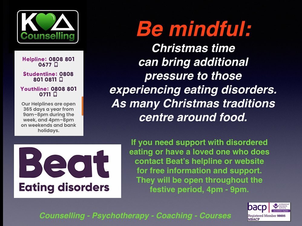 If sadly battling an eating disorder, the festive period and its food-related traditions can make a difficult time feel even more pressured. Well-meaning relatives may make innocent comments on appearance or what is or isn&rsquo;t being eaten. BEAT h