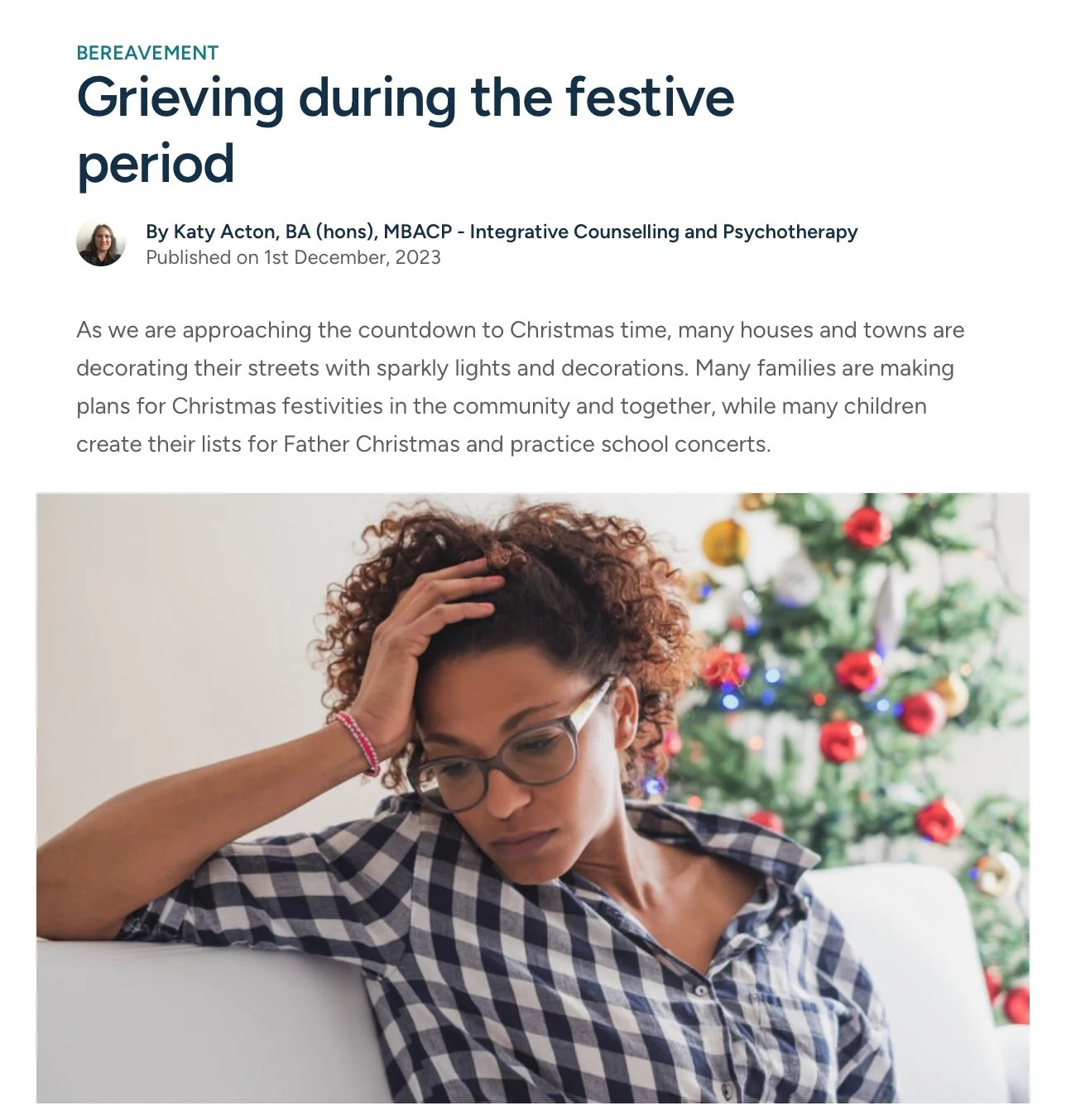 Grieving during the festive period