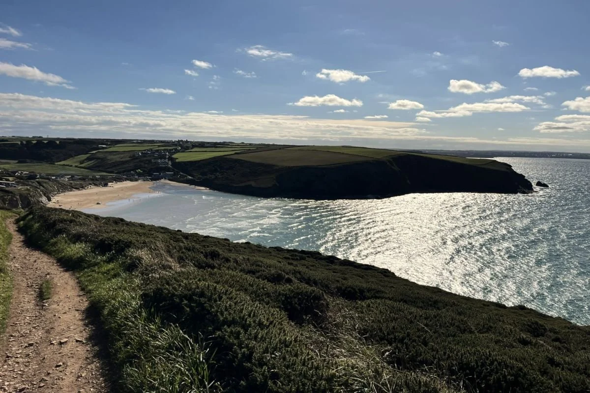 South West Coast Path cliff walk near Mawgan Porth Newquay Cornwall